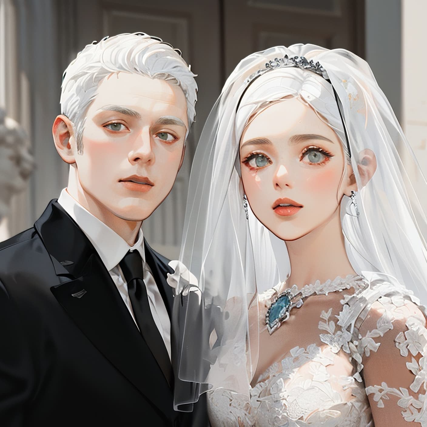 AI Angel Painting Style Wedding Photo