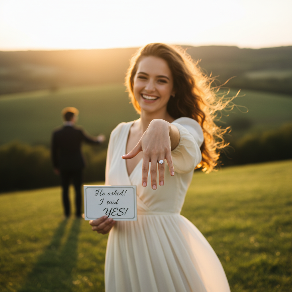 Engagement announcement couple photo