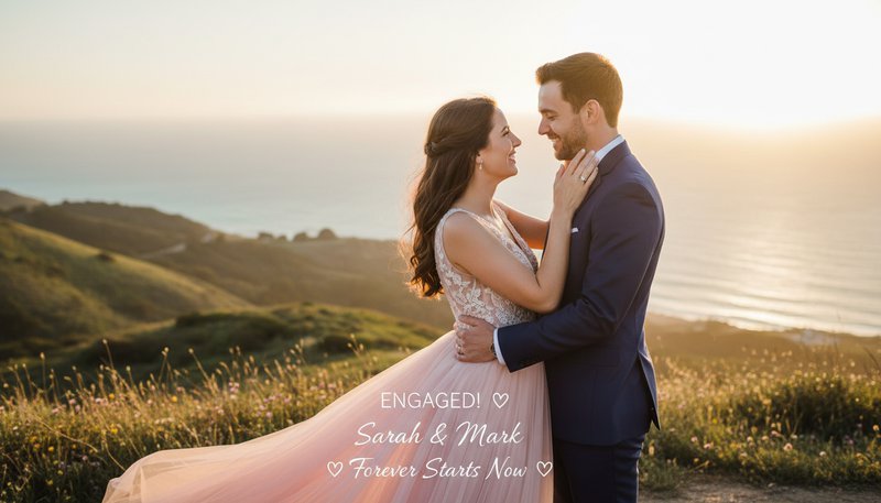 Engagement announcement couple photo