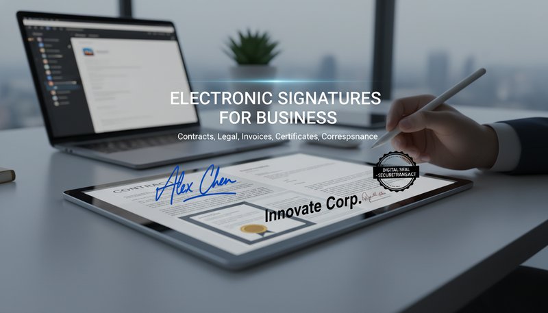 Professional electronic signatures for contracts and legal documents