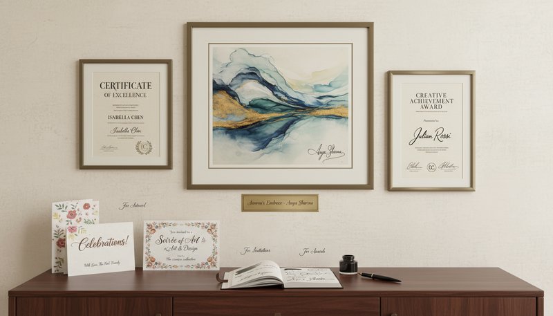 Elegant signatures and calligraphy for artwork, certificates, invitations, and personal projects