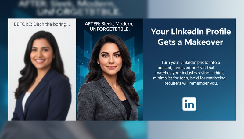A LinkedIn profile headshot transformed into a sleek, modern style, blending professionalism with creative flair.