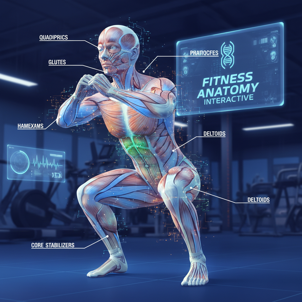 Fitness education visualization, muscle anatomy preview, educational fitness photo