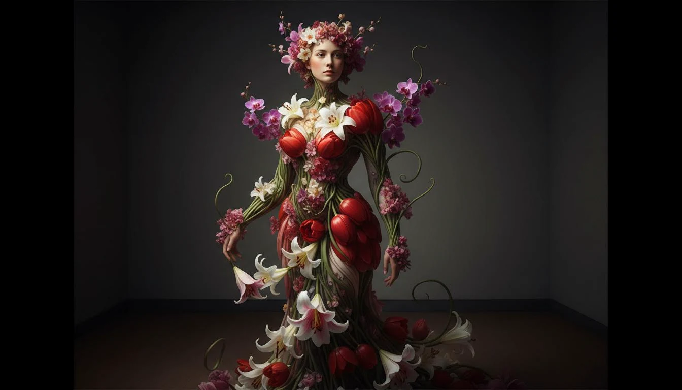 Floral body portrait styles