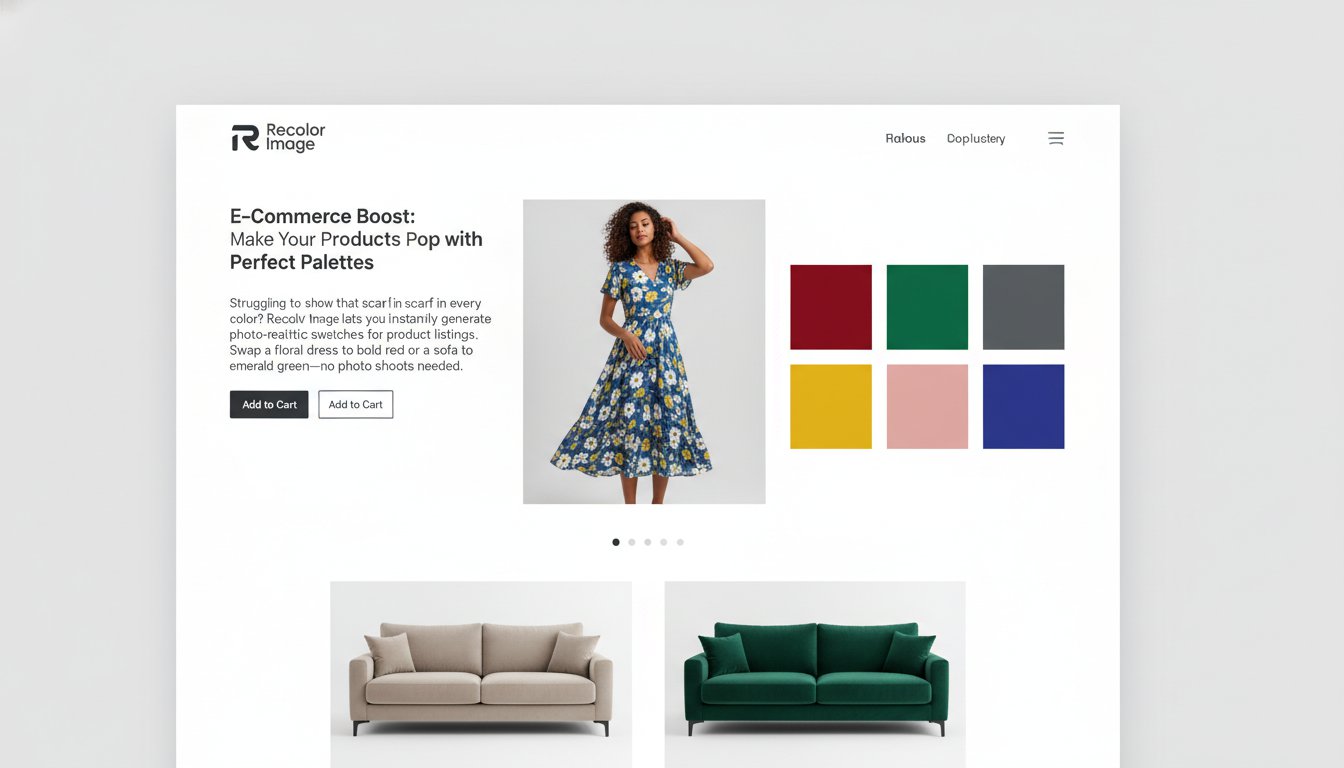 E-commerce product page with recolored clothing variants