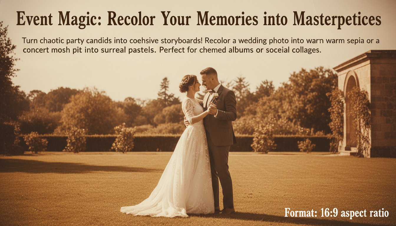 Wedding photo recolored in vintage sepia tones