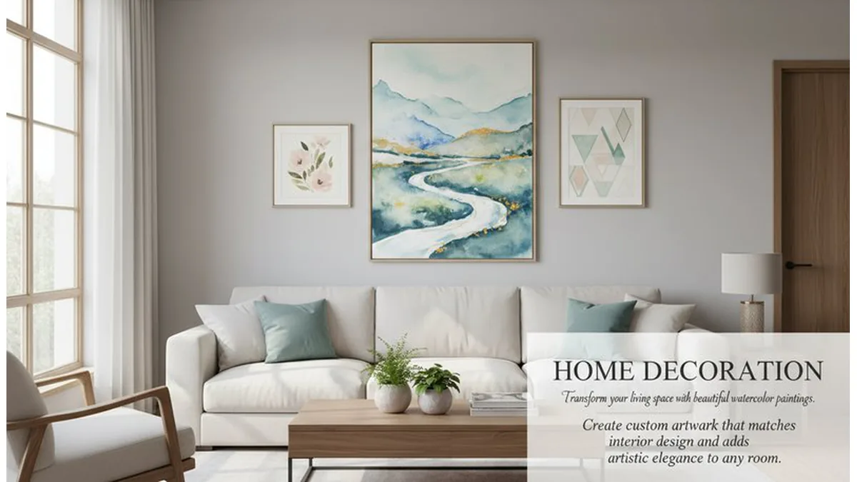 Watercolor home decoration preview