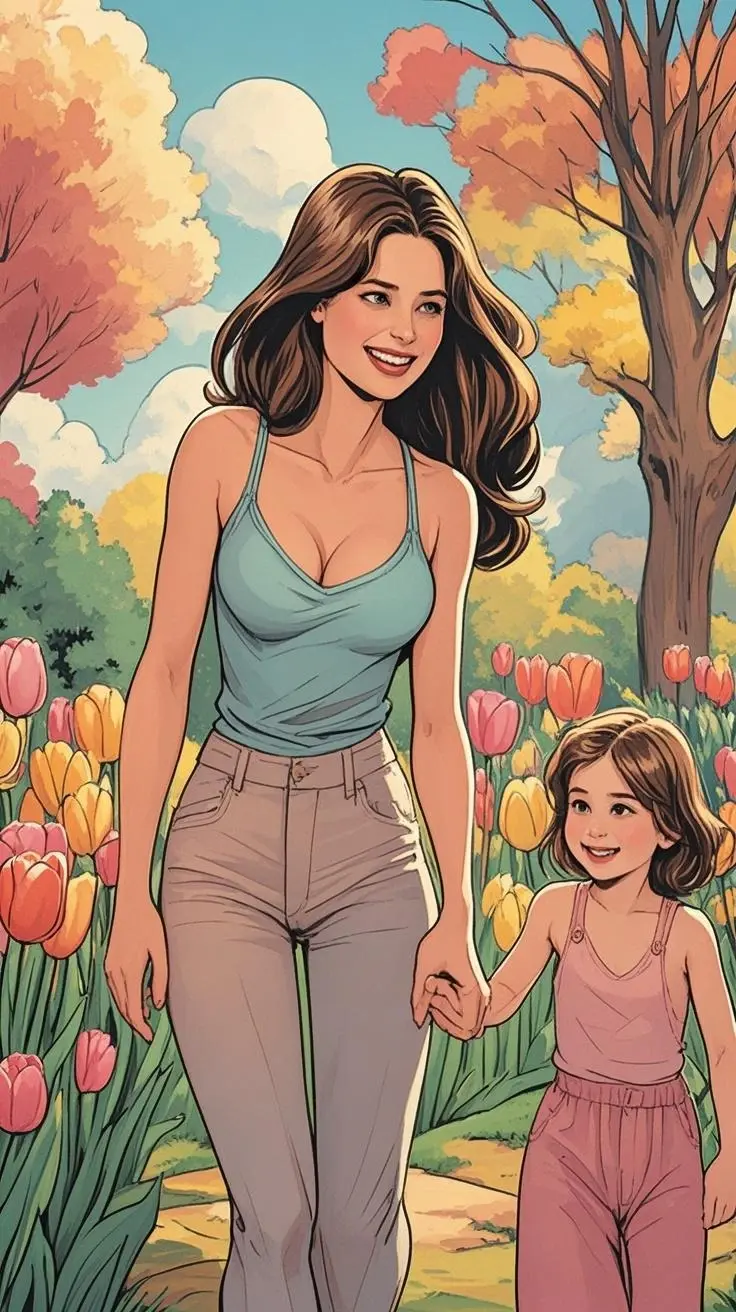 Mother's Day portrait Comic Style painting made from a photo, with our MEDIA AI art generator